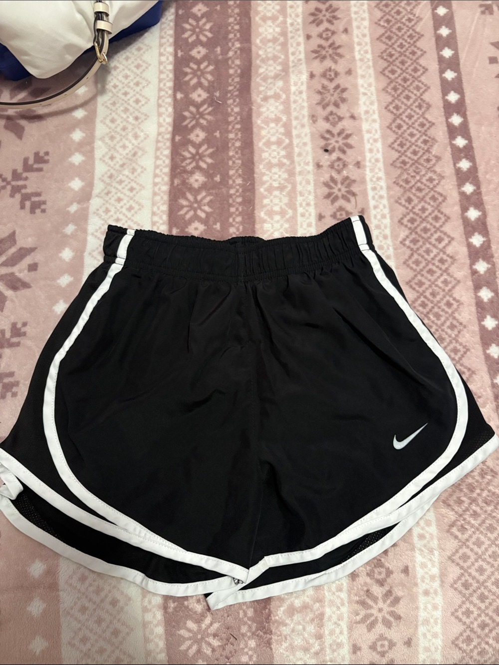 Nike Black Athletic Shorts with White Piping